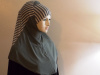  Grey double striped style 2 piece hijab 3
